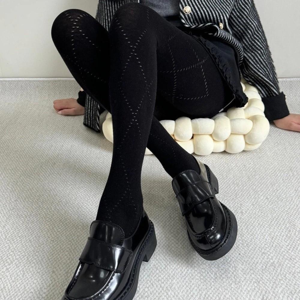 Fashionable Jacquard Knitted Stockings Breathable Thermal Leggings Basic Pantyhose Autumn Winter