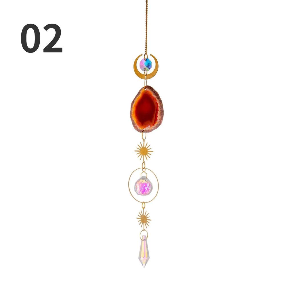 1 Pcs Natural Stones Agate Sun Catcher Agate Sun Catcher For Rainbow Maker Hanging Crystal Witch Suncatcher Windchime Wall Decor