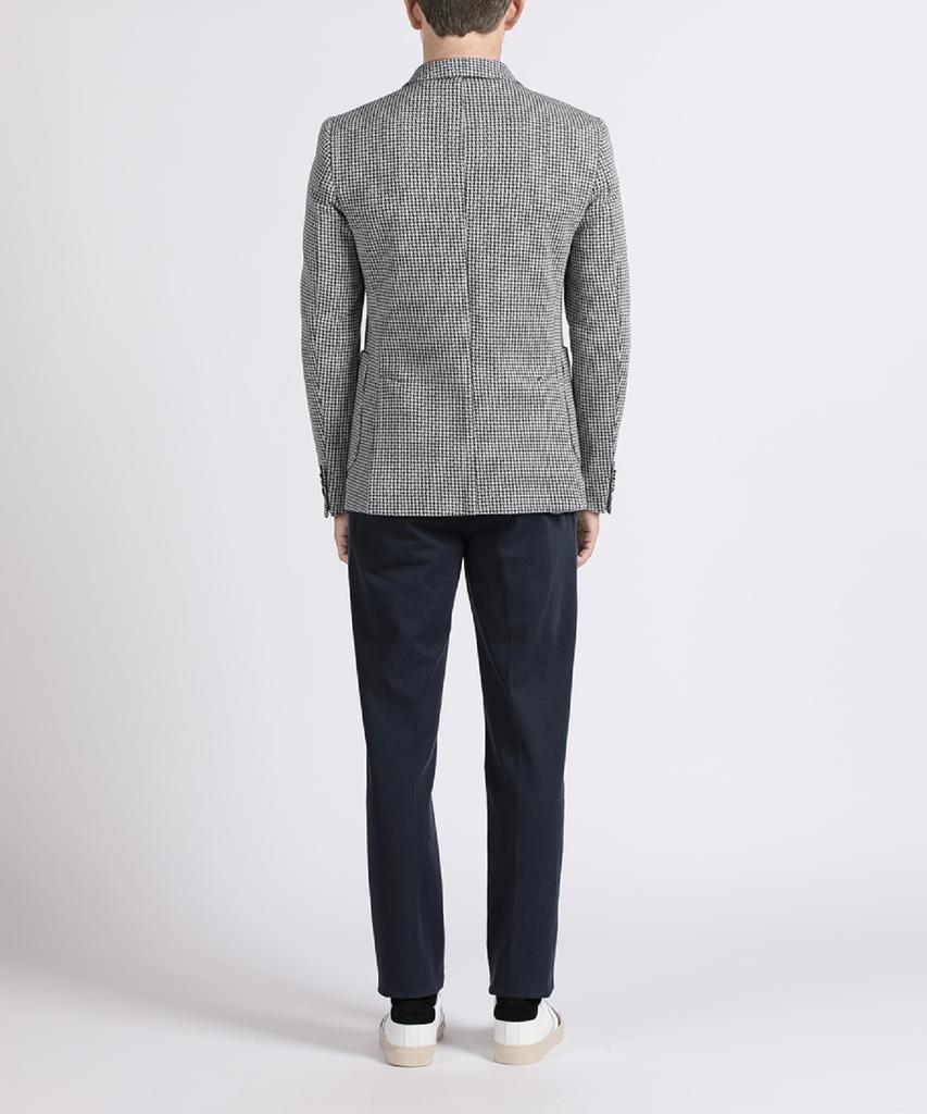 PANICALE Navy Slim Fit Dyed Cotton Pants