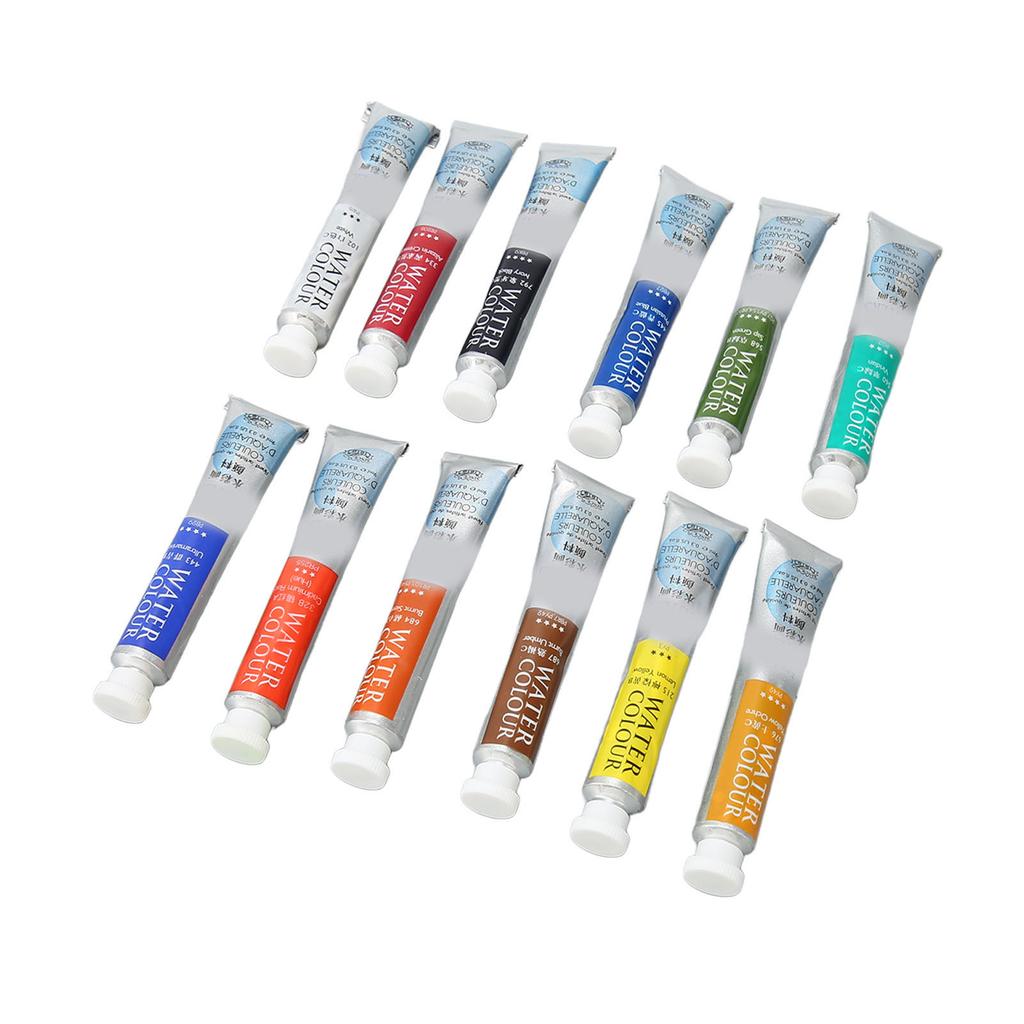Water Color Paint 12 Colors 9ml Tube Bright Vibrant Nice Transparency Watercolor Paint Set for Artist Painting