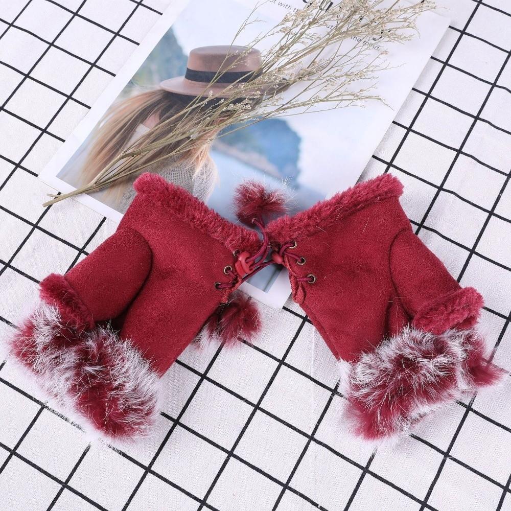 Thicken Warm Fingerless Mittens Suede Wrist Warmers Y2K Leopard Print Gloves  Women