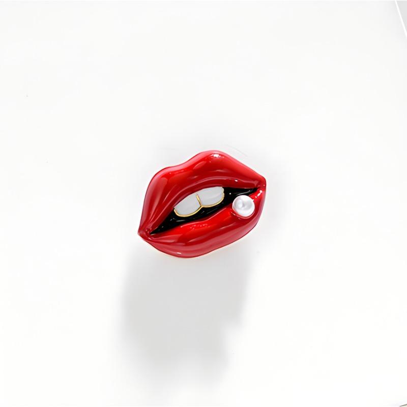 

Брошь для губ цвета пламени, Женское фиксированное платье, Брошь, Жемчужная брошь, Небликующая булавка для воротника