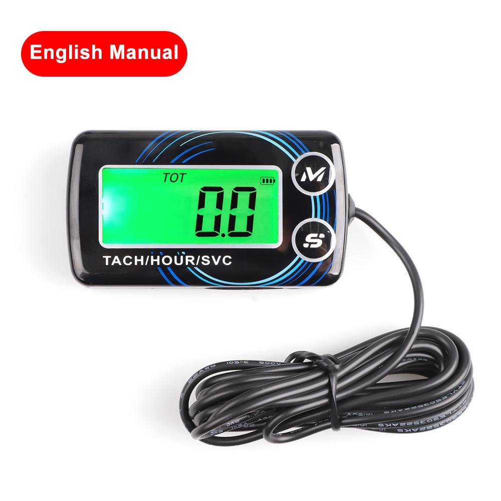 Kebidumei Inductive Tachometer Hour Meters Gauge Alert RPM Engine Hour Meter Backlit Resettable Tacho for Motorcycle Lawn Mower