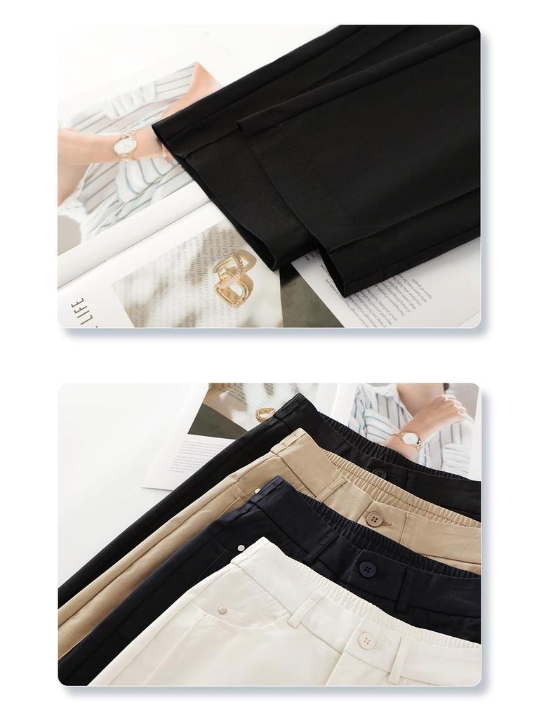 Khaki High-Waist Slimming Wide-Leg Pants - Spring 2025: Stylish Draping Casual Fit