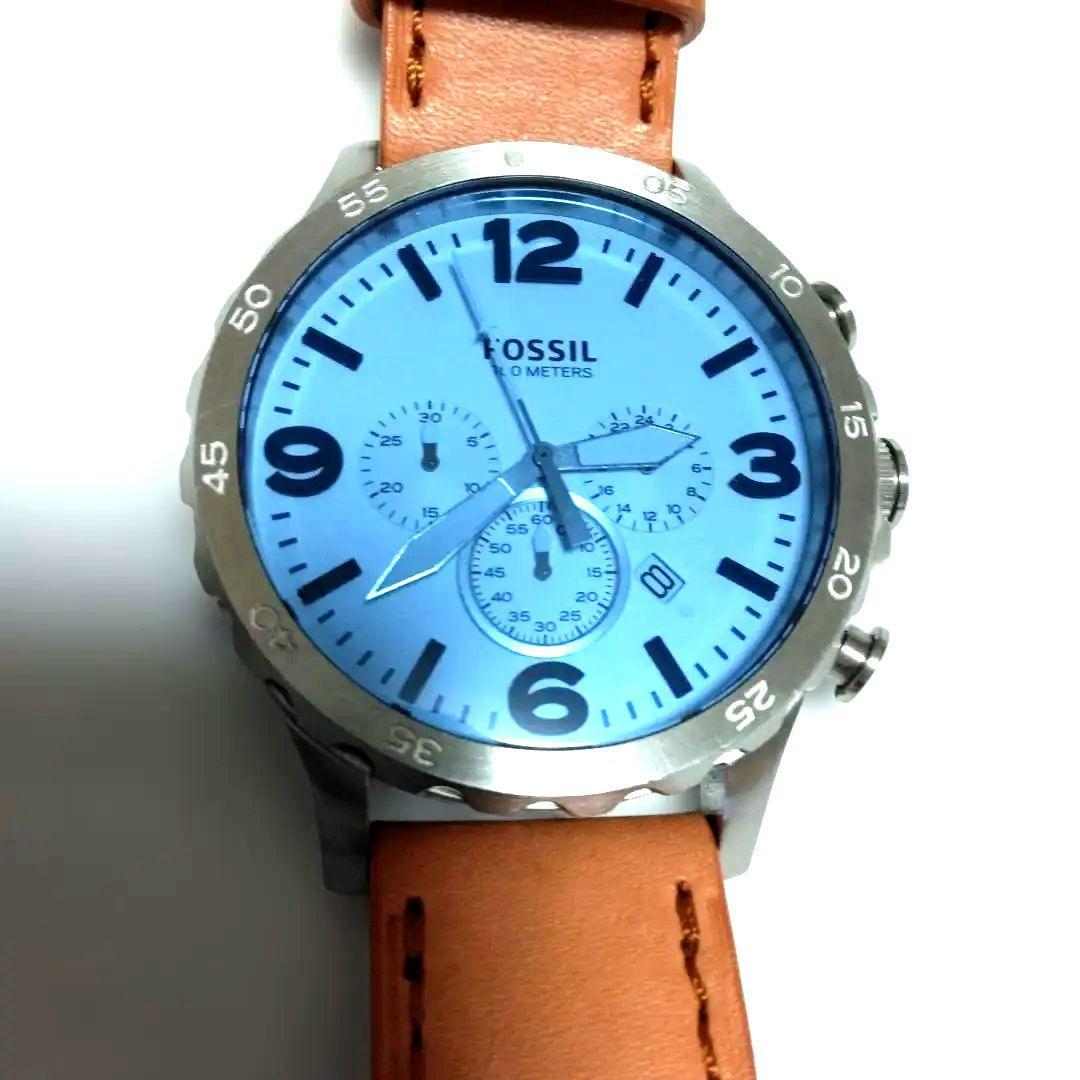 Used FOSSIL Watch Chronograph Big Face Light Blue