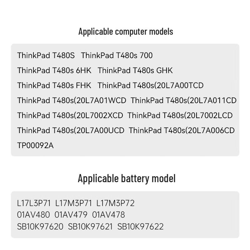 Llano Replacement Laptop Battery for Lenovo ThinkPad T480S