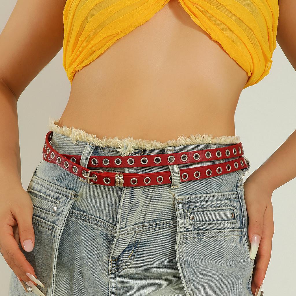 Fashionable Color Solid Porous Design Women Slim Waist Belt For Daily Wear