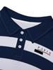 Printed Design – Non-Textured Printed Men's Golf Shirt with Short Sleeves in Blue Stripes, Featuring a Casual, Comfortable, Stylish, and Well-Fitting