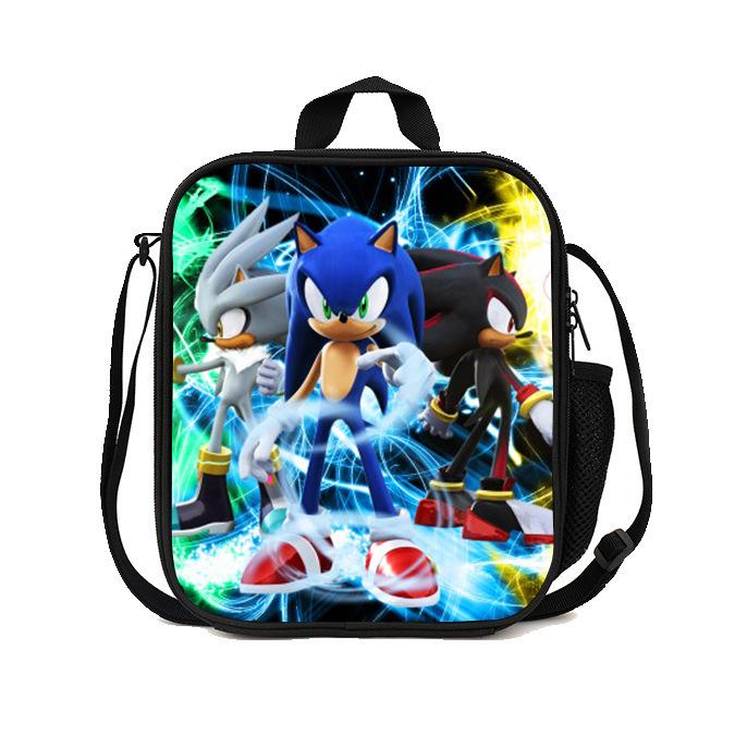 Sonic Lunch Bag Student Picnic Bag Oxford Cloth Cartoon Printed Portable Lunch Box Bag