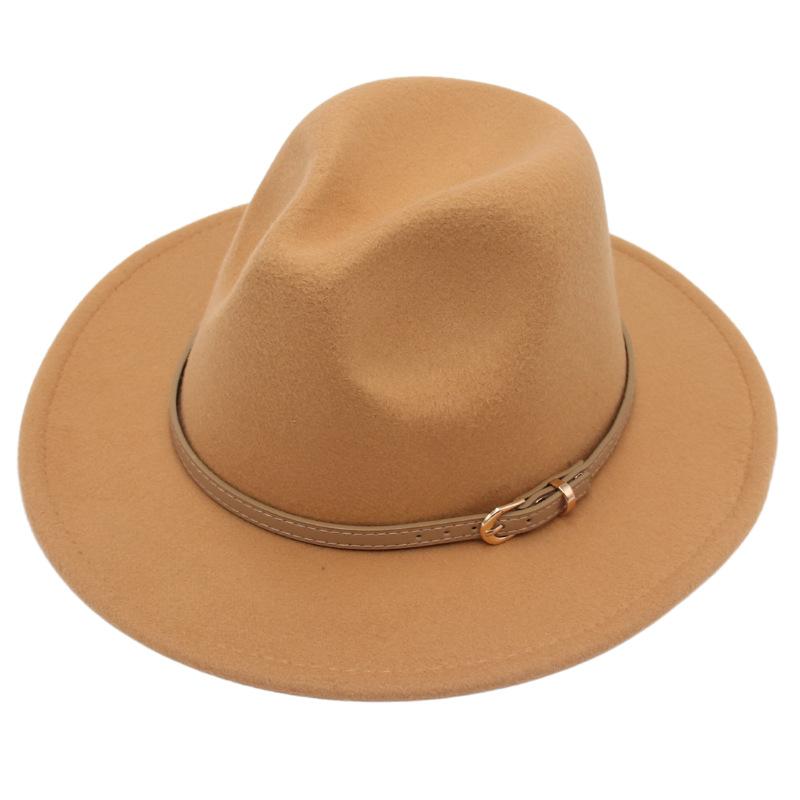 Fedora Spring And Summer Small Belt Felt Hat Percussion Performance Jazz Hat Woolen Top Hat Big Eaves Hat