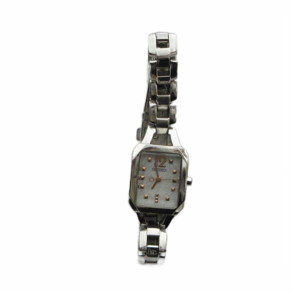SEIKO Solar Square Silver Watch V111-0BE0, Logo, Color, Women's GY18/ MQ