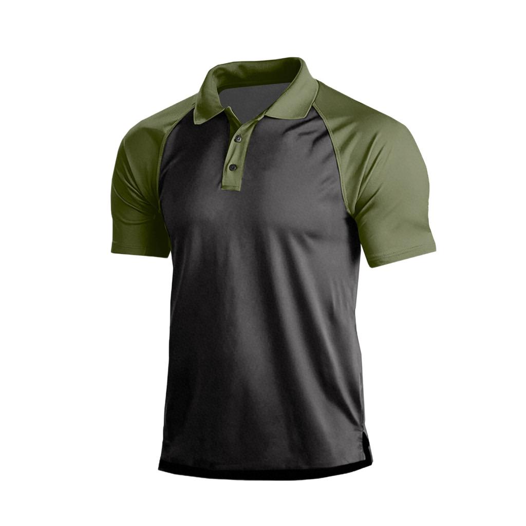 Herren-Color-Block-Raglan-Kurzarmhemd mit Kragen für den lässigen Alltagsgebrauch