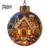 Ornamenti Decorativi per Caminetti Ornamenti di Natale Illuminati con Luci LED Calde, Cappello Metallico Retrò Decorazioni per Albero Luci Palla Trasparente Festività