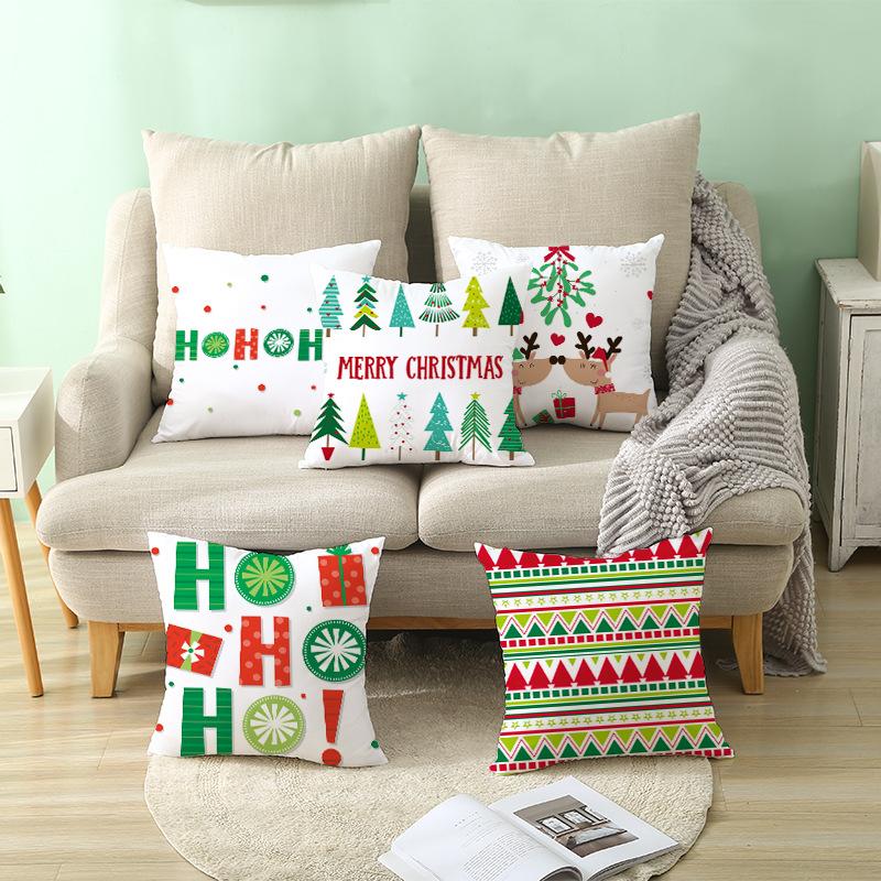 Home Products Christmas Cushion Cover Cartoon Letter Print Peach Skin Cushion Cover
