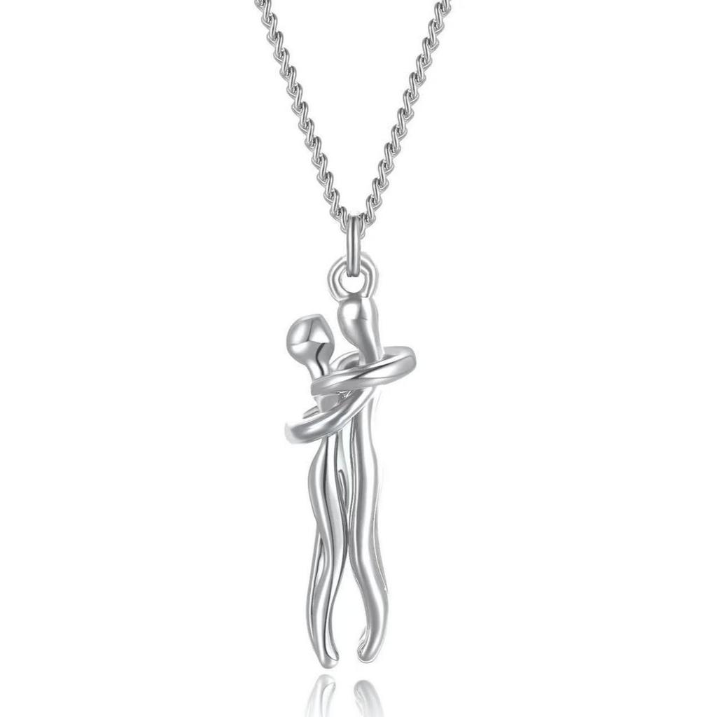 Europese & Amerikaanse Stijl Knuffelend Koppel Roestvrij Staal Hanger Ketting Cadeau