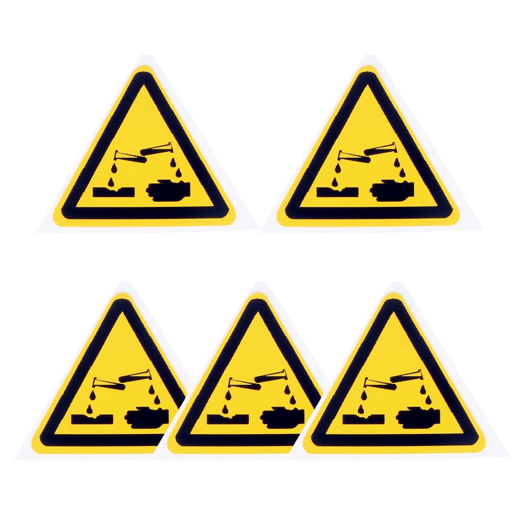 5pcs Triangle Warning Sign Sticker 2.5/5cm Alarm Logo Label Beware Hurting Heating Corrosion Poison Laser Bumping Self-Adhesive
