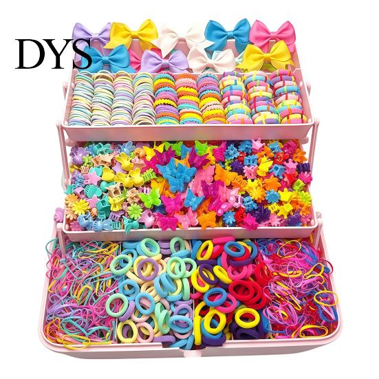 Comfortable Hair Ties for Thick Colorful Elastic Bands Clips Mini Claw Rubber Multiuse Accessories Kit with Box Girls Teens Children, Daily