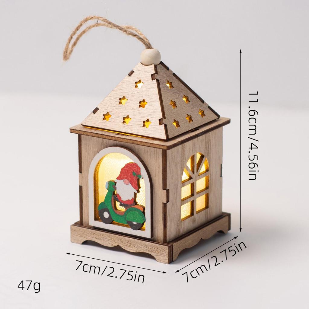 Christmas Luminous Wooden Cabin Ornament - Small House Tree Decoration