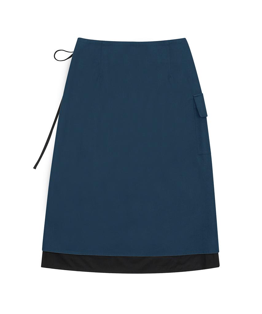 Hye Young Kim Layered Wrap Long Skirt - Navy