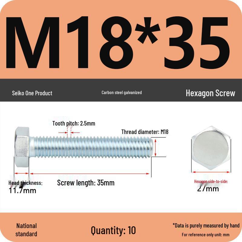 8.8 Grade Galvanized Hex Head Bolt, High-Strength M4-M30