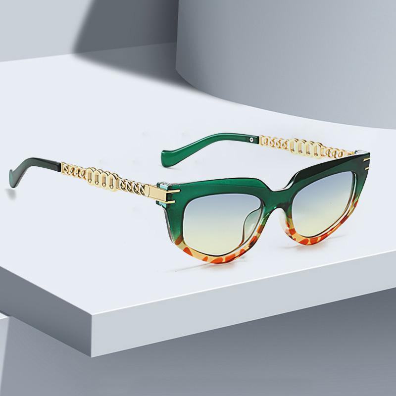 Vintage Sunglasses for Women High End Fashion Black Golden Chain Glasses with Dark Lenses Simple Design Glasses Women