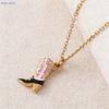 Stainless Steel Oil Dripping Colored Denim Boot Pendant Necklace Design Fashion Gold Plated Chain Jewelry Gifts For Women
