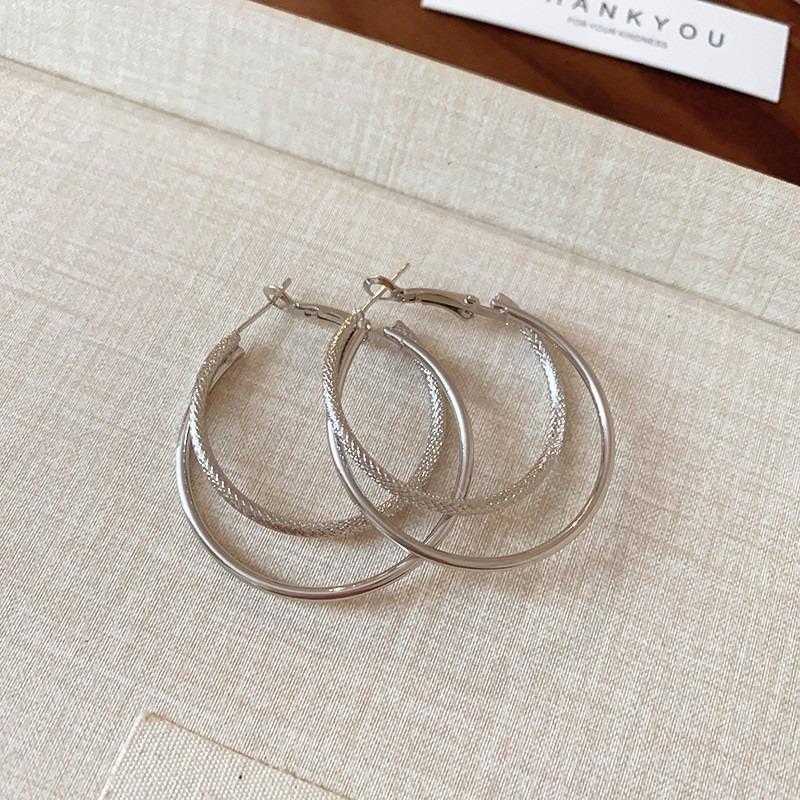 Silver Needle Autumn and Winter Metal Earrings Earrings Niche Fashion Cold Wind Earrings Versatile Light Luxury Premium Earrings