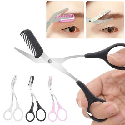 Safe Eyebrow Trimmer Makeup Tools Stainless Steel Eyebrow Scissors with Comb Hair Removal Shaver Eyebrows Shaping Makeup Tools