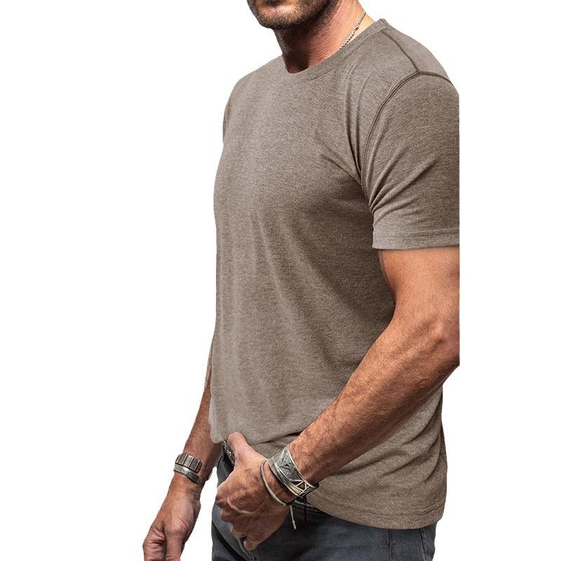Magliette estive casual da uomo con scollo a giro, vestibilità attillata, a maniche corte, basiche, solide, da allenamento, traspiranti, sportive, traspiranti, per uomo