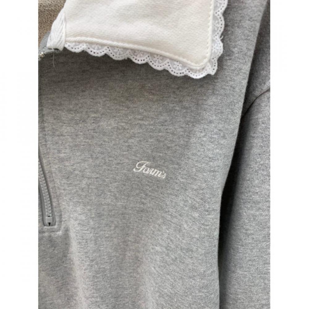 C S In The Room Chani laCe Collar Half Zip SweatShirt 2Color