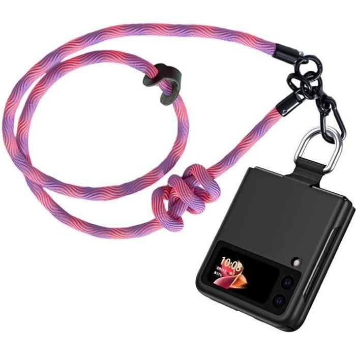 Coque - samsung - galaxy z flip 3 5g - protection coins renforcés - cordon démontable - rose