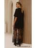 Elegant Lace Patchwork See-Through Hem T-shirt Dress - Casual Short-Sleeved Style