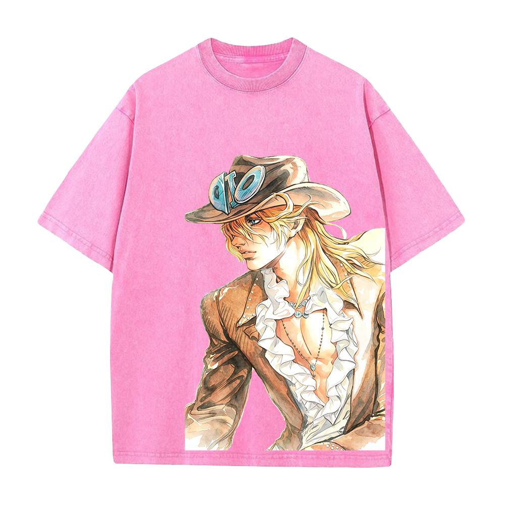 Manga JoJo's Bizarre Adventure Diego Brando Printed Tee Men Women Clothing Washed Cotton T-shirt Casual T Shirt Harajuku Tshirt