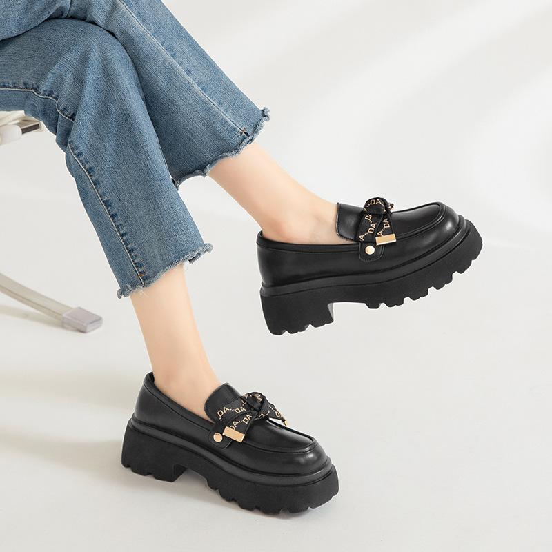 Augustine loafers women's 2025 autumn and winter new British style retro lady platform foot small fashion single shoes