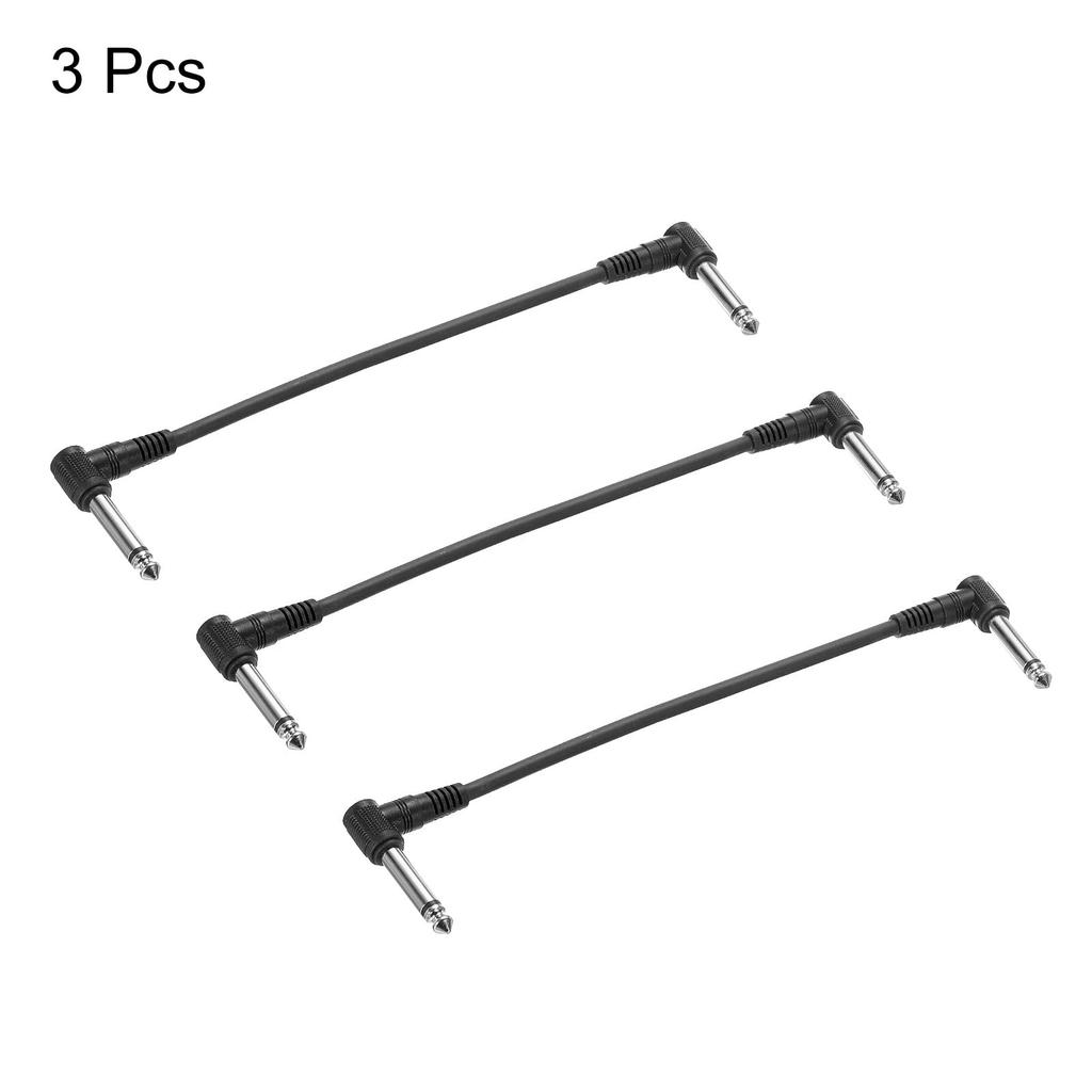 uxcell Patch Cable TRS 6mm Right Angle Black 3pcs