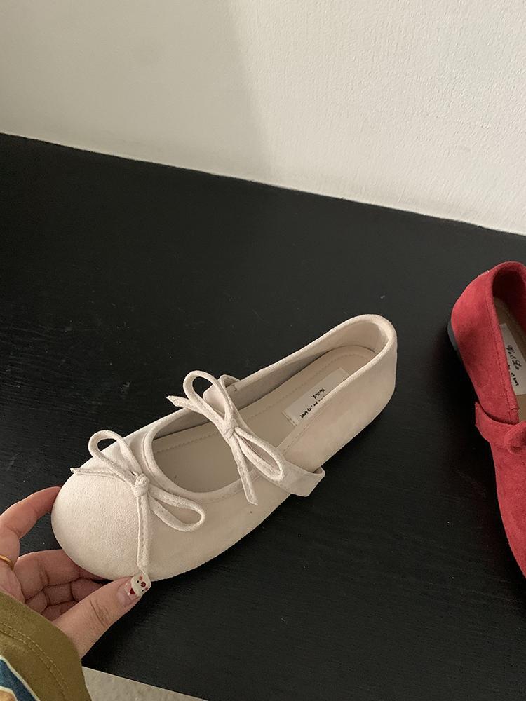 French evening wind Mary Jane shoes shoes soft sole single shoes ballet shoes early spring flat shoes women's shoes skirt with bow