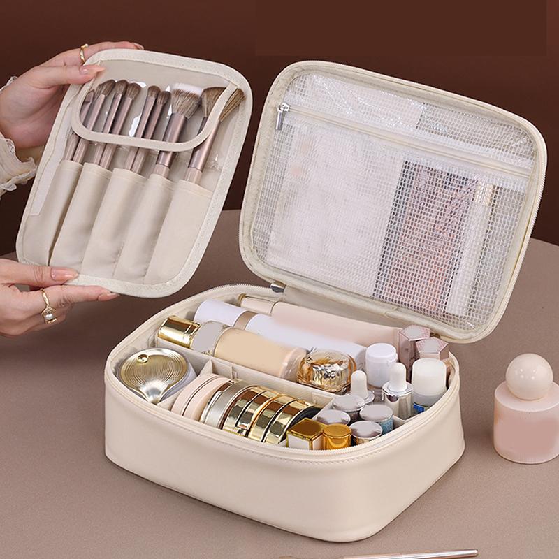 Portable Large Capacity Multipurpose Cosmetic Bag Freely Split Makeup Storage Bag High Aesthetic Trendy Cosmetic Organizer Bag