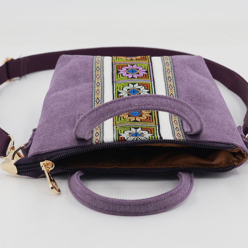 Ethnische Stil Stickerei Messenger Bag Damen Canvas Tasche kleine Handtasche