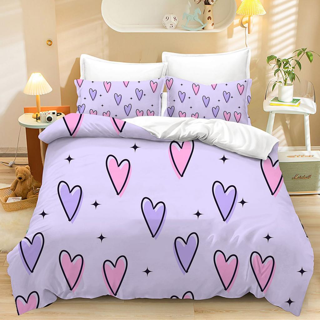 3D Valentine's Day Duvet Cover 2/3 Pieces Romantic Love Bedding Set AU/DE/EU Full Size Luxury Duvet Cover Polyester Soft Couple Cover
