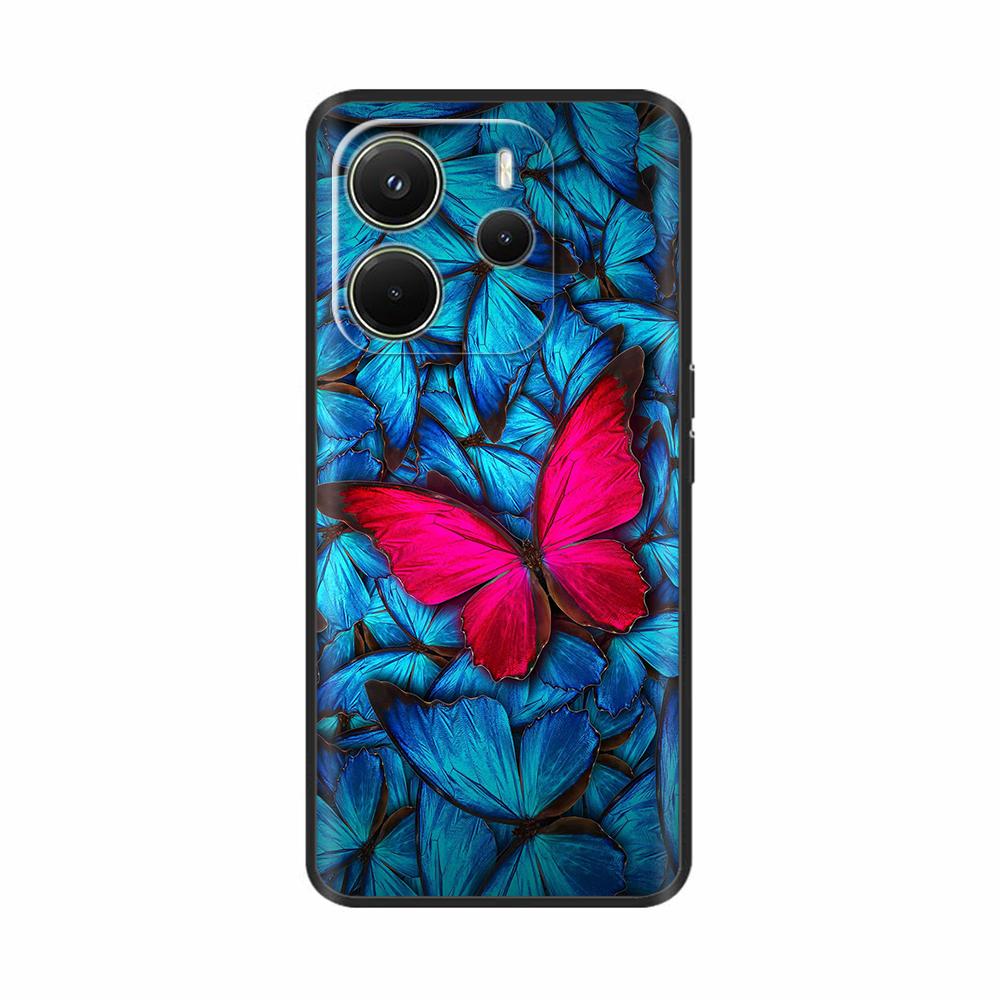 For Xiaomi Redmi Note 14 4G Case Luxury Painted Cover Black Silicone Phone Case For Redmi Note 14 Fundas note14 4G Soft Bumper