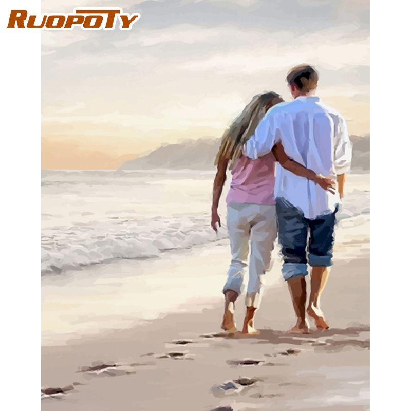 

Ruopoty Lover Picture Painting by Numbers Kits Ручний розпис Diy Figure Oil Picture by Numbers Домашня вітальня 40x50CM NO Frame