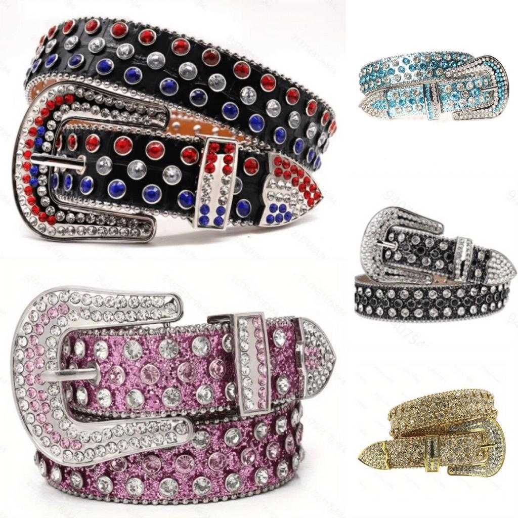 Vintage Rhinestone Sparkly Punk Belt with High-End Pin Buckle