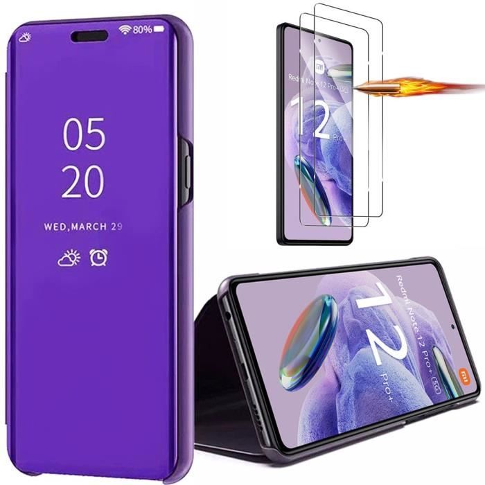 Coque - E.F.CONNECTION - Pour Xiaomi Redmi Note 12 Pro+ 5G - Violet - 2 Verres Trempés - Fonction Support