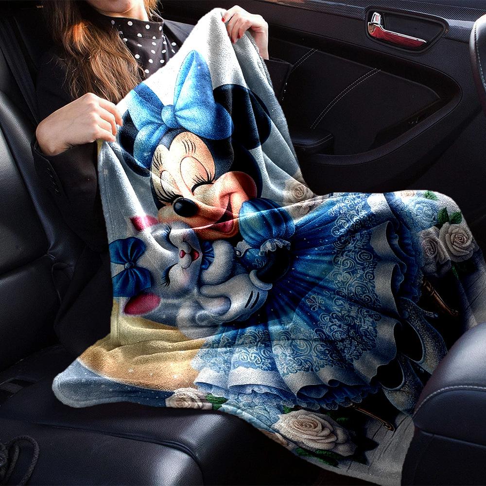 1pc Happy Minnie Blanket Lightweight Flannel Throw for Sofa Bed Travel Camping Livingroom Office Couch Chair