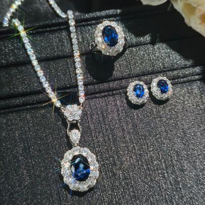 Trendiger Luxus Funkelnde Zirkonia Farbe Schmucksets Damen Edel Elegant Party Bankett Halskette/Ohrringe/Ring
