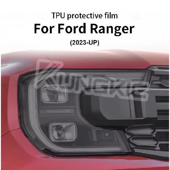 Rökig Svart Strålkastare för Ford Ranger 2023-2025 T9 Wildtrak Raptor Bil Skyddsfilm Genomskinlig TPU Klistermärke Tillbehör 2 St