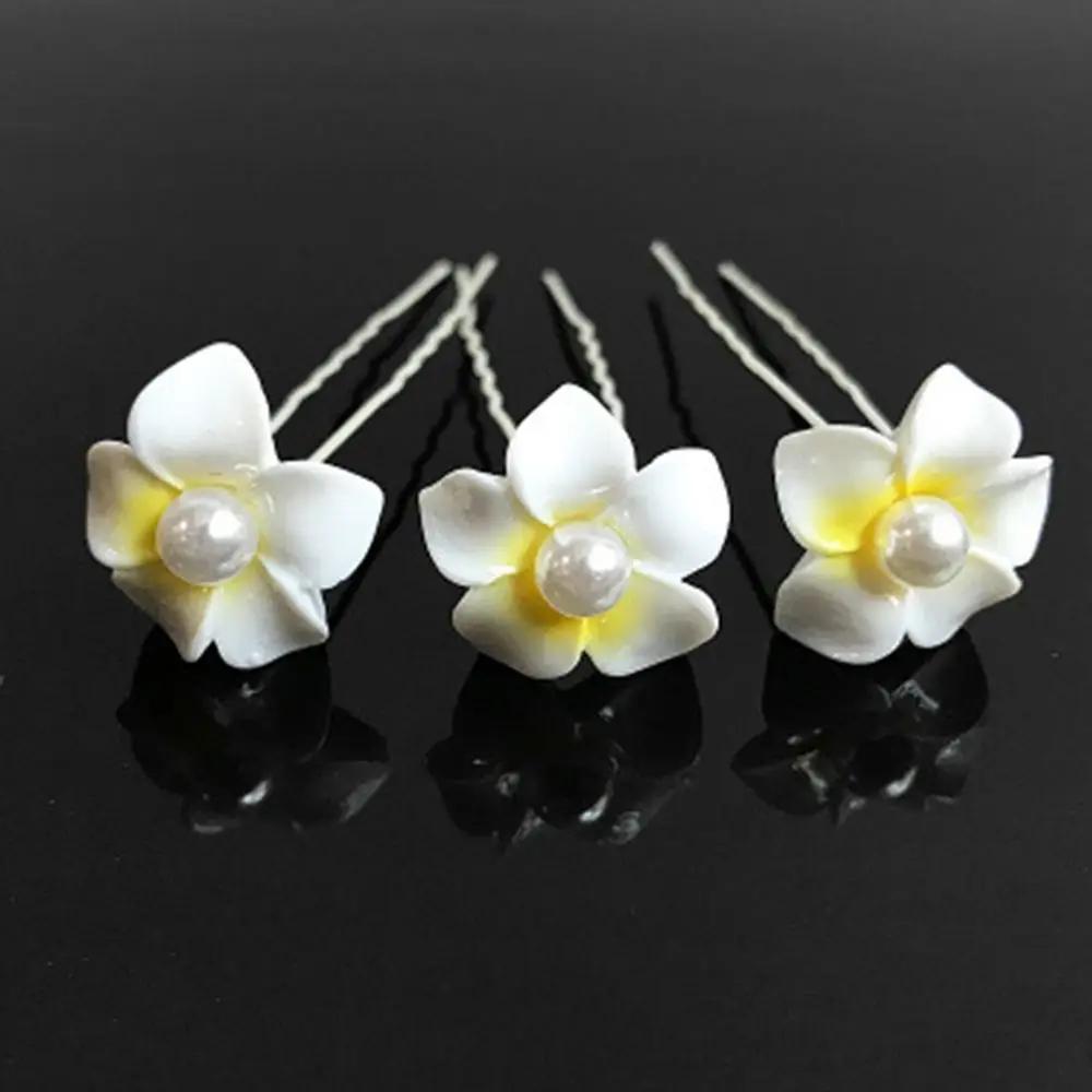 5Pcs Fashion Metal Pearl Flower Hairpin Stick Headwear U-shaped Rhinestone Hair Clip Headdress Bridal Hairpin Wedding