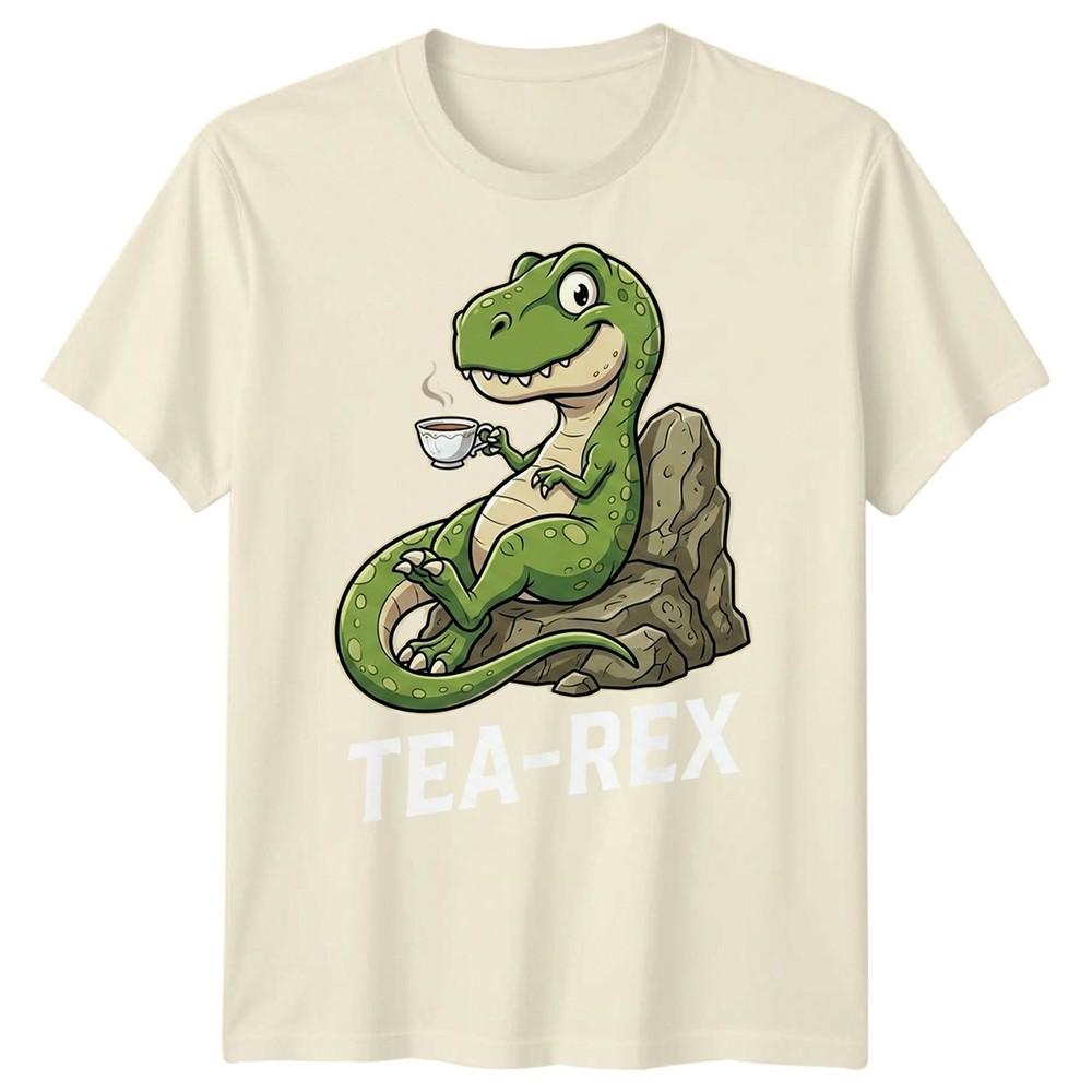 Tea Rex Funny Dinosaur Drinking Tea Unisexs T Shirt Graphic Novelty Tee