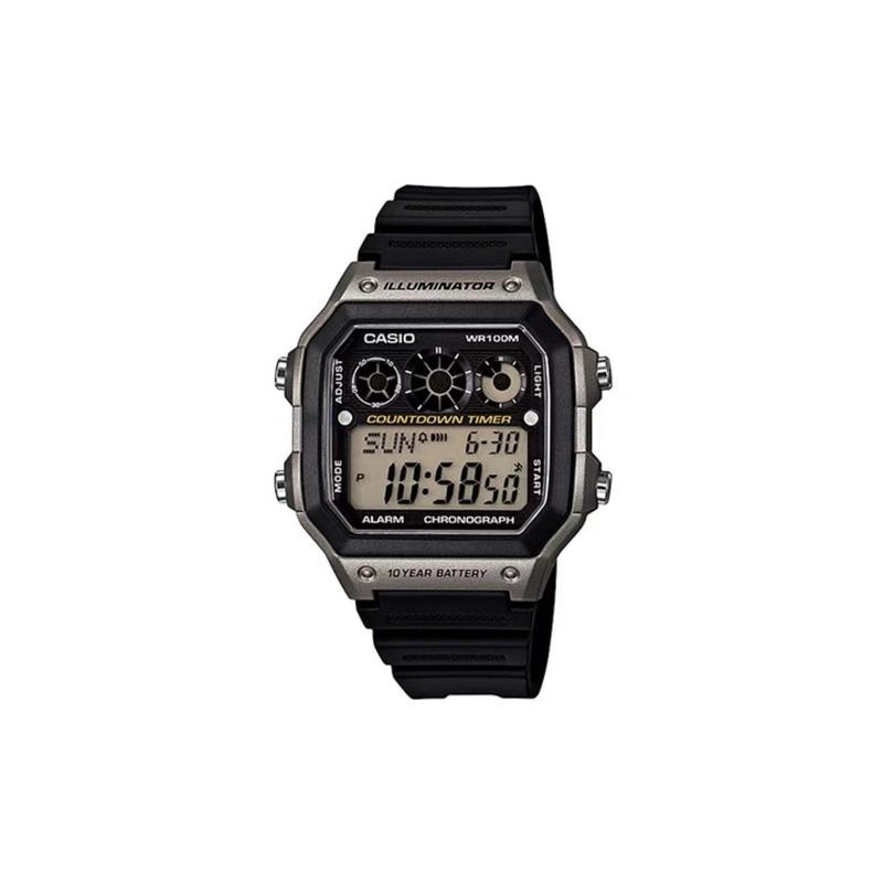 

CASIO Customized watch modified series yellow mirror black resin case AE-1300WH-8A modified-obsidian gray shadow Quartz St AE-1300WH-8A чёрный