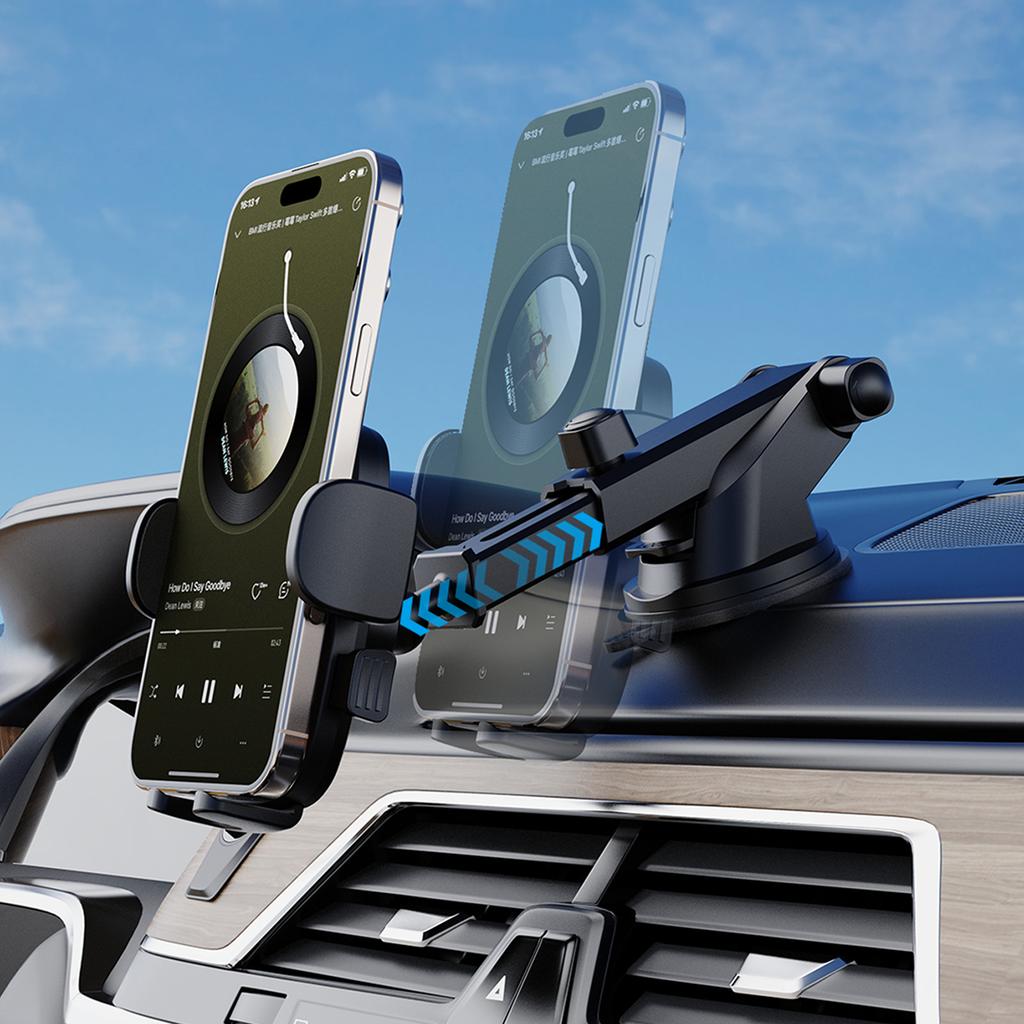 F2N+ Car Holder for Smartphone with Suction Cup, Gravity, 360 Degrees - Black